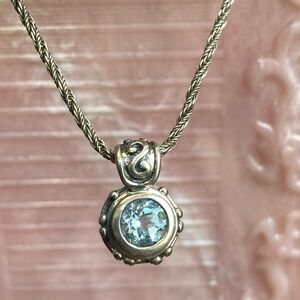 925 Ross Simons Blue Topaz pendant with necklace
